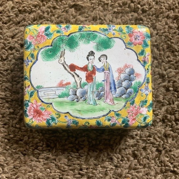 Vintage Cloisonné Trinket Footed Box